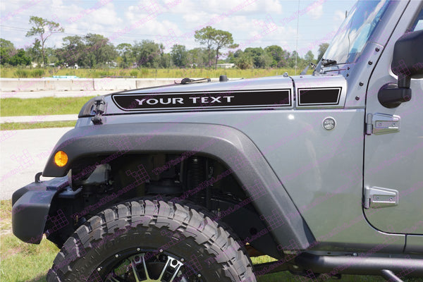 YOUR TEXT Custom Retro Hood Decals for Jeep Wrangler JL - Single Color