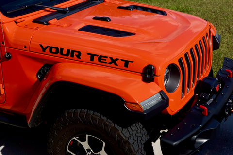 Custom YOUR TEXT Hood Decals for Jeep Gladiator JT 2019+