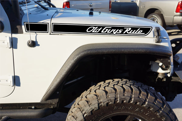 Retro Hood Decals for Jeep Wrangler TJ - Your Text - Single Color