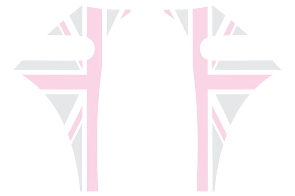 Mini Cooper 2007-2013 Union Jack English Flag A-Panel Pink Grey White Decal Kit - Exact Fit