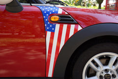 Mini Cooper (2007-2013) R56 USA Flag  Stars and Stripes A-Panel Full Color Decal Kit - Exact Fit
