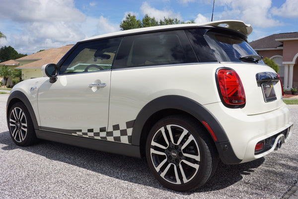Side Checker Flag Door Decal Kit - Fits MINI Cooper S 2014 to Present
