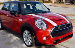 Mini Cooper Hard Top Hood Stripe Decals (2014 to Current) - Exact Fit - Two Color - Non Laminated