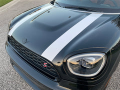 Mini Countryman F60 (2017 to Current) Hood Stripes - Exact Fit - White with Color Border