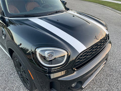 MINI Countryman F60 (2017 to Current) Hood Stripes - Exact Fit - White with Color Border Laminated
