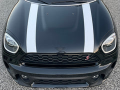 MINI Countryman F60 (2017 to Current) Hood Stripes - Exact Fit - White with Color Border Laminated