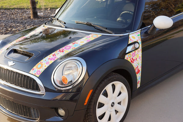 Mini Cooper (2007-2013) R56 Flower Power Hood and A-Panel Full Color Decal Kit - Exact Fit