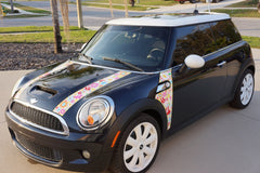 Mini Cooper (2007-2013) R56 Flower Power Hood and A-Panel Full Color Decal Kit - Exact Fit