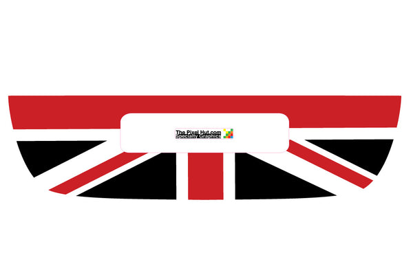 Mini Cooper (2007-2013) R55 R56 Trunk Lid Decal - Exact Fit - Union Jack - Red White Black English Flag