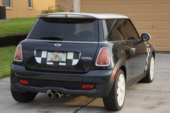Mini Cooper (2007-2013) R56 Trunk Lid Decal - Exact Fit - White and Black Chequered Flag
