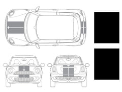 Mini Cooper Center Line Hood and Hatch Racing Stripe Kit - Twin Stripe - Two Color