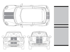 Mini Cooper Center Line Hood and Hatch Racing Stripe Kit - Twin Stripe - Two Color