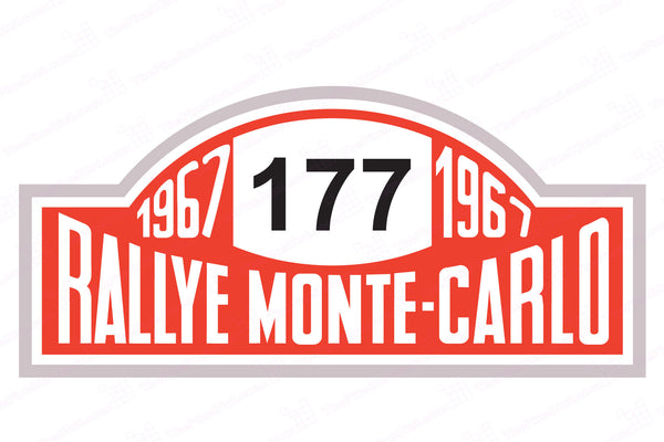 1967 Winner Monte Carlo Rallye Number Board Mini Cooper Decal Number 177